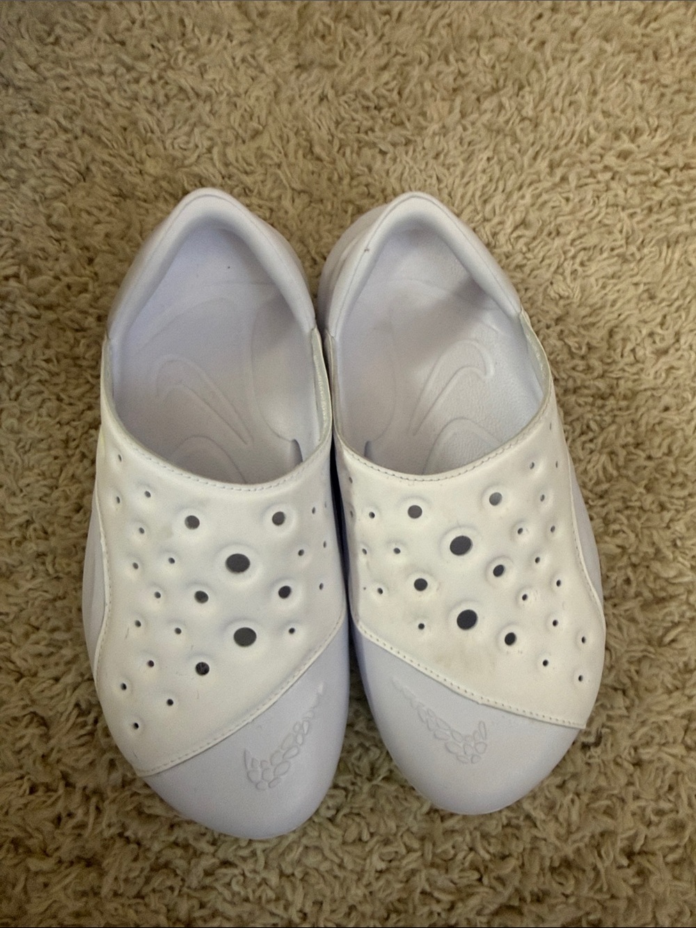 Nike Kids White Slip-On Sandals with Perforated Upper